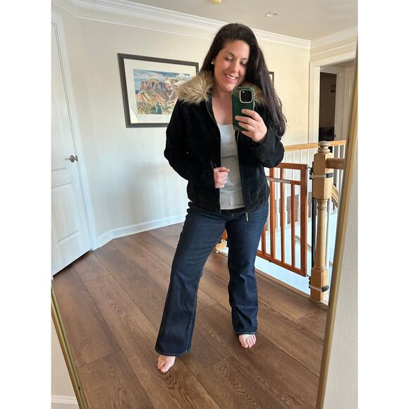 VINTAGE Uniform John Paul Richard’s Suede Jacket Faux Fur Collar L - Picture 1 of 16